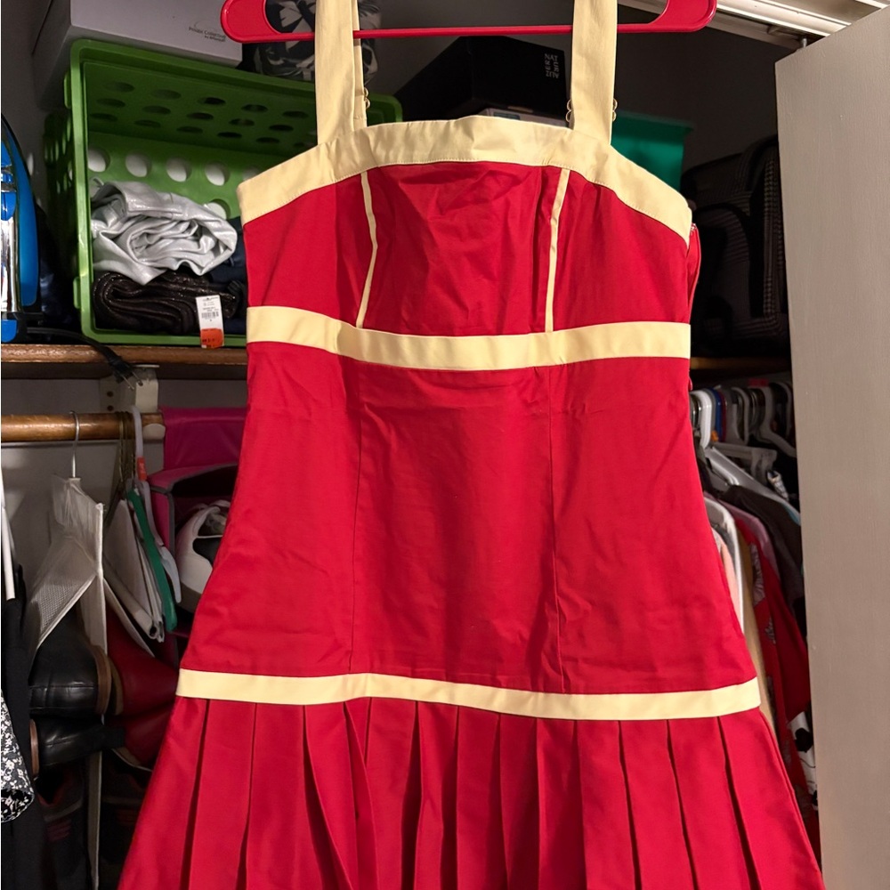 Elegant Red and Cream Dress